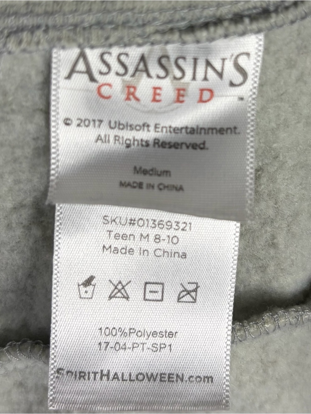 Assassin’s Creed unisex grey cosplay hoodie with embroidered details Teen 8-10 - Picture 4 of 9